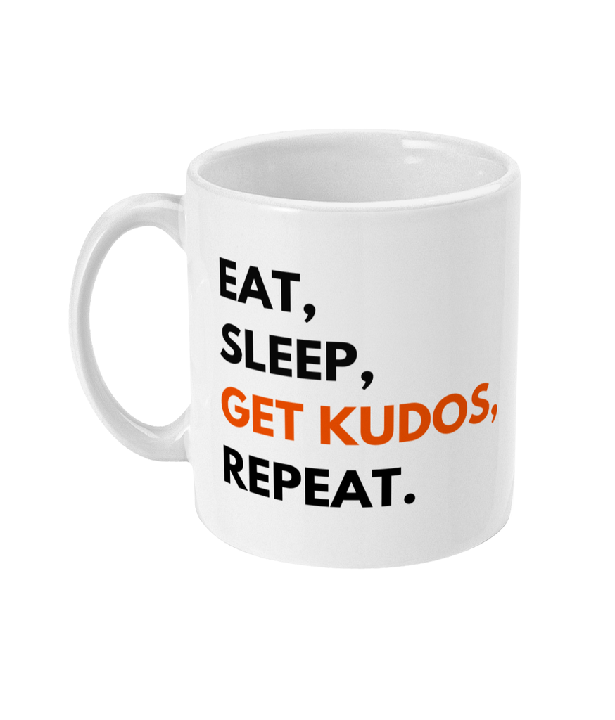 11oz Ceramic Mug - Eat, Sleep, Get Kudos, Repeat.
